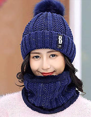 SYGA Winter Beanie Hat for Women with Pom Pom and Fleece Lining, Outdoor Sports Hats, Above 15 Year Beige