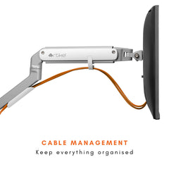 ARTIKEL Monitor Desk Mount Adjustable Spring Assisted Monitor Arm VESA Mount with C Clamp Grommet Mounting Base Computer Monitor Stand (Sleek White, Single)