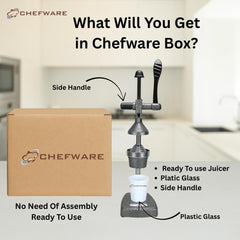 CHEFWARE Aluminum Instant Hand Press Citrus Fruits and Vegetable Juicer, Big, Black,100% Made In India (Juice Pro Antique Silver)