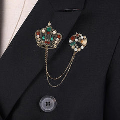 SYGA Men's & Women Suit Shirt Stud Lapel Pin Chain Tassel Brooch Pin with Crystal Chain(Multicolor)
