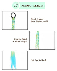 SYGA Girl Wig Headwear, Twist Braid Rope Ponytail Hair Extension, Gradient Lake Blue, 3 Strands, Kids Hair Styling Accessory