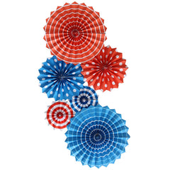 SYGA 6 Pieces of Paper Flower Fan Decoration Background Wall DIY Paper Fan Flower Ball Set(Red and Blue)