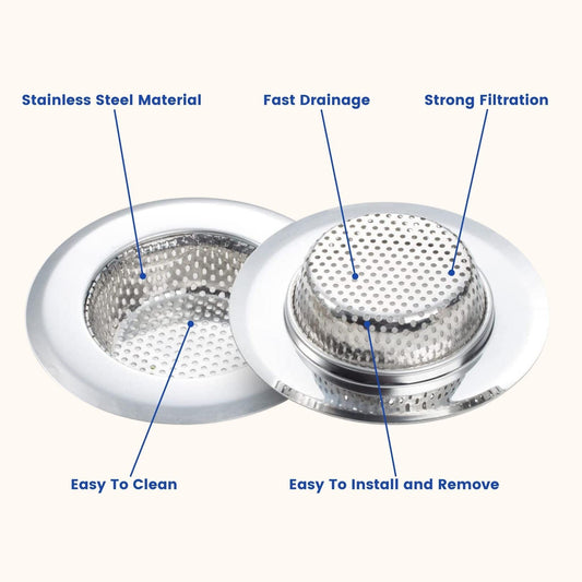 SYGA heavy duty Rust free Large Stainless Steel Kitchen Sink Strainer Plug, Filter Stopper Mesh Jali Long Hair Food Blockages Cleaning Tool for Bathroom Kitchen Sink, 11.3 cm (Suitable for drain diameter 7.3cm to 9.0cm)
