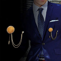 SYGA Men's & Women Suit Shirt Stud Lapel Pin Chain Tassel Brooch Pin with Crystal Chain(Golden bouquet)