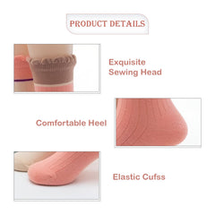 MOMISY 5 Pairs Baby Kids Girl Boys Tube Socks Toddlers Comfortable Ankel Length gifts (Lace2Color, 0 to 6 Months)