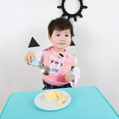 MOMISY Baby Bib For Newborn Waterproof Silicone Apron Wipeable Stain Resistant With pocket For 6 months and up (Pink-Pig)