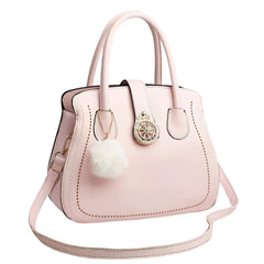 SYGA Women's Oval Handbag Stylish Shoulder Bag with Decorative Pendant & Zipper Closure