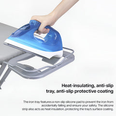 STANSY Foldable Ironing Board with Adjustable Height, Metal Frame, Grey, Padded Surface, Space-Saving Design (Large)