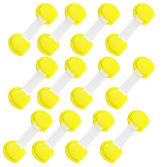 SYGA 12 Pcs Baby Safety Locks | Child Proof Cabinets, Drawers, Appliances, Toilet Seat, Fridge and Oven | Tools Not Required | Uses Dual Adhesive Tape and Latch System (Yellow Lining)