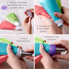 SYGA 1 Pcs 3 Hole Icing Piping Bag Russian Tricolor Converter Decorating Mouth Converter