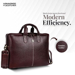 HAMMONDS FLYCATCHER Genuine Leather Office Bag for Men - 15.6 Inch Laptop Bag for Men for Professionals, Business Travelers - Adjustable Straps & Multiple Compartments - 1 Year Warranty - Brown
