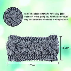Momisy Knitted Winter Twist Woolen Warm Headband Cold Weather Hair Accessories Head Wrap Winter Designer Headbands for Women & Men- Grey