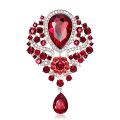 SYGA Brooch Pin Fashion Crystal Rhinestone Jewellery Pin Vintage Clothing Accessories Decoration Glass Pendant Red Brooches For Women- S248