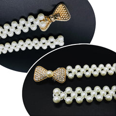 SYGA Pearl Adjustable Waist Belt with Hollowed Tassel Detail, Suitable Size for Waist 24-34 INCH