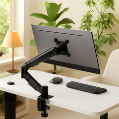 White Mulberry |DIY| Economical Gas Spring Monitor Arm | Desk Mounted Monitor Stand for 15-32 Inch Monitors |9Kg Screen Capacity|VESA 75X75&100X100| Adjustable Metal Desk Monitor Mount-(Single Screen)