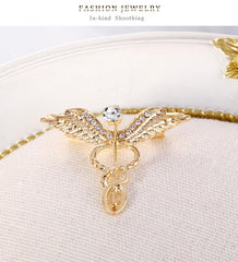 SYGA Brooch Pin Fashion Crystal Rhinestone Jewellery Pin Vintage Clothing Accessories Decoration Angel Wings Style Brooches For Men's & Women- S259