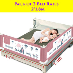 Syga Blue Bed Rail Guard, Elephant Pattern Portable Safety Guardrail for King/Queen Size Bed - 88cm Tall_(1.5m)
