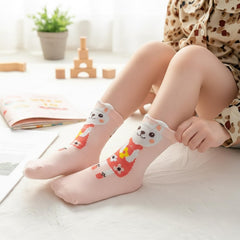 MOMISY 5 Pairs Baby kids Girl Boys Toddlers Infant Cotton Stretch Baby Ankle Socks (IN, Age, 1 Year, 3 Years, Bunny Flower)