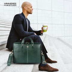 HAMMONDS FLYCATCHER Men Genuine Leather Office Bag - Laptop Bag - Padded Laptop Compartment, Fits 14 Inch Laptop - Adjustable Strap, 1 Year Warranty - Office, Travel, Daily Use - Brushwood, Brown