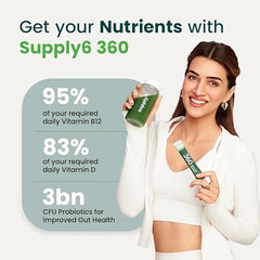 Supply6 360 Ultimate Health Powder for Women & Men | Daily Supplement with 63+Vitamins, Minerals, Probiotics, and Superfoods | Daily Greens | Gut Health supplements, Energy, Immunity(15 Servings, Green Apple)