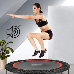 SYGA Small Trampoline for Home Exercises with Padded Safety Cover Cardiovascular Trainer with Bouncing Jumping Fitness Trampoline for Adults and Children External Internal Max 150 Kg, 101x24cm, Black