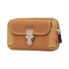 MOMISY Nylon Travel Utility Pouch for Men's – Solid Color Outdoor Phone Bag with Buckle & Dual Zipper Compartments (Khaki)