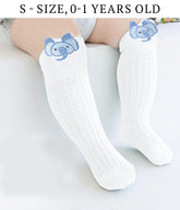 SYGA Baby Socks Boneless Over-The-Knee Thigh Socks Anti-Mosquito Long-Leg Walking Knitted Socks Suitable For 0-1 Years Old (White Elephant, Size S)