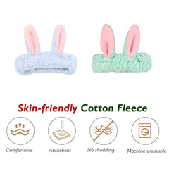 MOMISY Elastic Lovely Hair Band Wash Face Spa Headband-Washable Facial Band Makeup Wrap Headbands Fits All Head Sizes for Women (Green Pink)