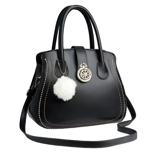 SYGA Women's Oval Handbag Stylish Shoulder Bag with Decorative Pendant & Zipper Closure