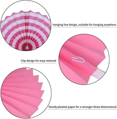 SYGA 6 Pieces of Paper Flower Fan Decoration Background Wall DIY Paper Fan Flower Ball Set(Rose Red)
