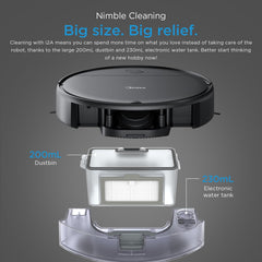 Midea I2A Robotic Vacuum Cleaner with Remote |Wet & Dry |BLDC Motor | 1200Pa Strong Suction | Anti Fall Function | Anti-Collision & Auto Return Charge Function