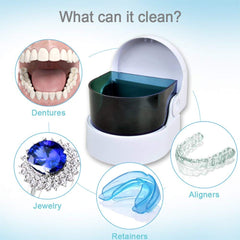 Syga Sonic Cordless Denture Cleaner Jewelry Coins Cleaning Machine (White)