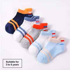 MOMISY 5 Pairs Tube Socks for children Toddlers Infant Baby Girl Boys (2Striped, 1 year to 3 year)