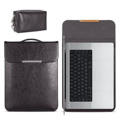 SwooK 15-16 Inch Laptop Sleeve with Handle & Pouch – Waterproof PU Leather Slim Case Compatible with MacBook Pro 16", Dell XPS 15, Lenovo, HP, ASUS – Scratch Resistant, Velvet Lined- Coffee