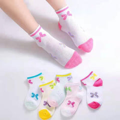 MOMISY 5 Pairs Baby Girl Boys Tube Socks Toddlers Infant Solid Color Boat Spring and Autumn Socks Stretch Baby Socks (IN, Age, 12 Months, 3 Years, Multi Bow)