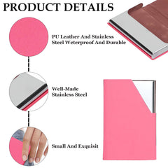 MOMISY PU Leather Professional Business Visiting Card Case Wallet Debit Credit ATM Card Holders for Men & Women (6.5 x 1.25 x 9.5 cm) (Pink)