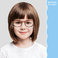 SYGA Children's Anti-Blue Light Glasses Retro Round Red Frame Cute Kids Suitable For Age 4 to 12 Years old