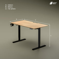 Green Soul Imperium Height Adjustable Table for Office Work | Everyday Ergonomic Desk with One Piece Top | Advance Memory Preset | 3 Year Warranty | Installation Provided (GreyOak,1100 x 600 Top)