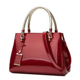 SYGA Women's Glossy Patent Leather Handbag Large Capacity Bag Suitable Gift for a festival,occasion,Birthday(BURGUNDY)