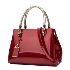 SYGA Women's Glossy Patent Leather Handbag Large Capacity Bag Suitable Gift for a festival,occasion,Birthday(BURGUNDY)