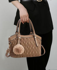 SYGA Women's Handbag New Solid Color Soft Leather Vegetable Bag Large Capacity Simple Foreign Style Mother Bag (Khaki)