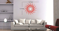 SYGA PVC Vinyl Red Sun Design Wall Clock Stickers, Multicolor