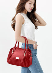 SYGA Women's Bags Soft Leather Middle-Aged And Elderly Women's Bags Single Shoulder Crossbody Bag(Red)