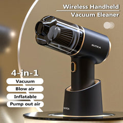 SYGA Handheld Wireless Car Vacuum Cleaner Four-in-One Vacuum Blower Vacuum Rechargeable Swimming Ring Car Home Dual-Purpose Dust Collector(Matte Black)