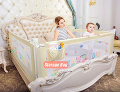 SYGA Pack of 2 Bed Rail Guard, Portable Safety Guardrail for King/Queen Size Bed - 88cm Tall_(1.5m,1.8m_Cream)