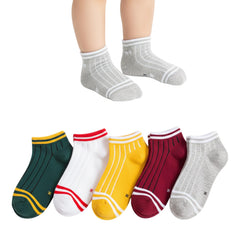MOMISY 5 Pairs Baby Kids Girl Boys Tube Socks Toddlers Comfortable Ankel Length gifts (IN, Age, 3 Years, 5 Years, 4 Stripes)