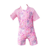 SYGA Children's Swimsuits for Girls Horse with Flowers and Stars-L Size Perfect for Kids Age 5-6 Years Old (Pink)