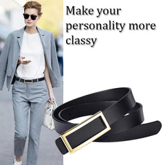 SYGA Women's Belt PU Leather Genuine Cowhide, Simple And Fashionable Decorative Suit Trouser Belt(Black)
