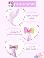 SYGA Children's Cute Cartoon Pony Unicorn Bow Hair Extensions For Girls three colors Hairpin Wig Headdress Colorful Wig(Multi-05)