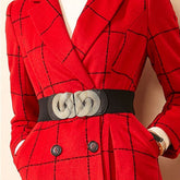 SYGA Women Cinch Belt, PU Leather Stretchy Waist Belt with Woven Metal Buckle, Retro Style Black